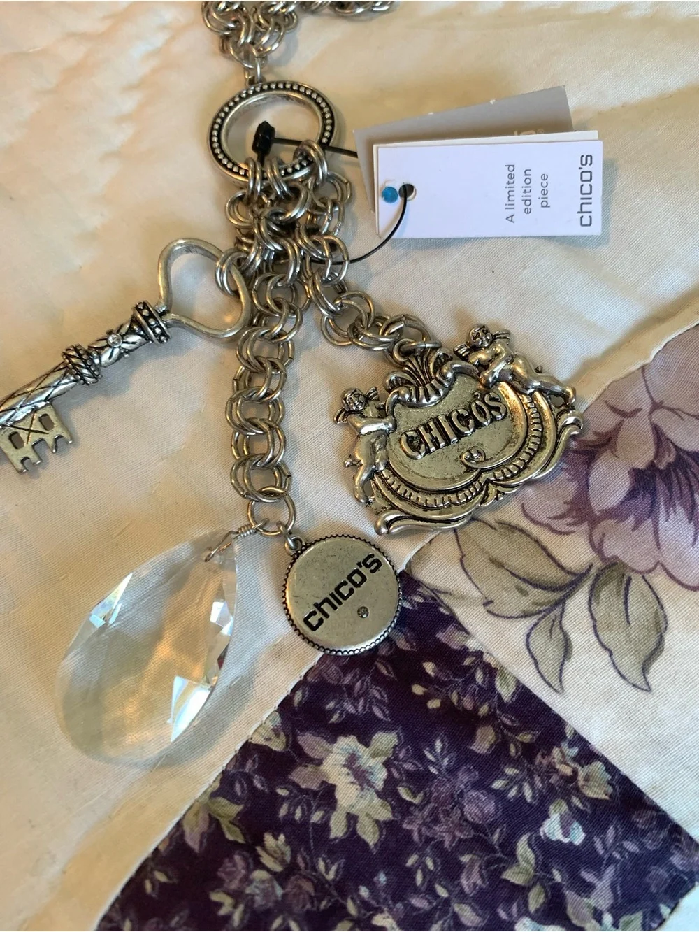Chico's Silver-Tone Chain Anniversary Collection Necklace with Charms